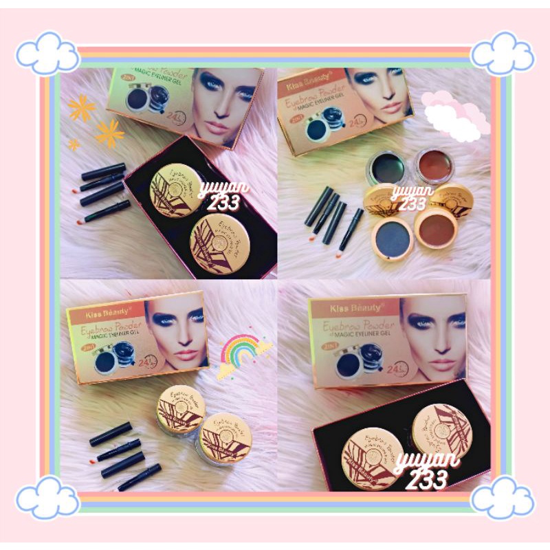 PROMO!!!EYEBROW POWDER&amp;EYELINER GEL 2 IN 1 KISS BEAUTY 9975