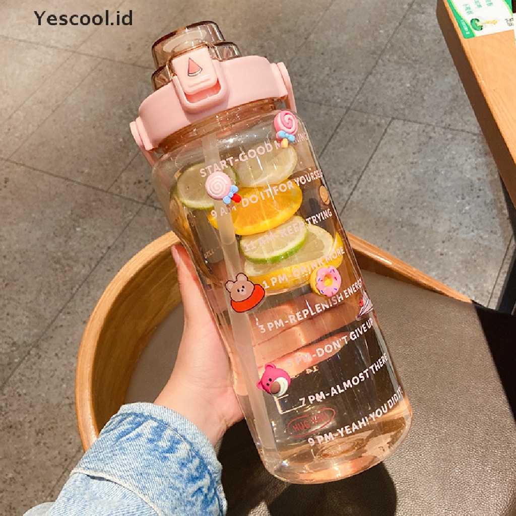 (Yescool) Botol Minum 2L Portable Dengan Sedotan Untuk Olahraga / Fitness / Sepeda