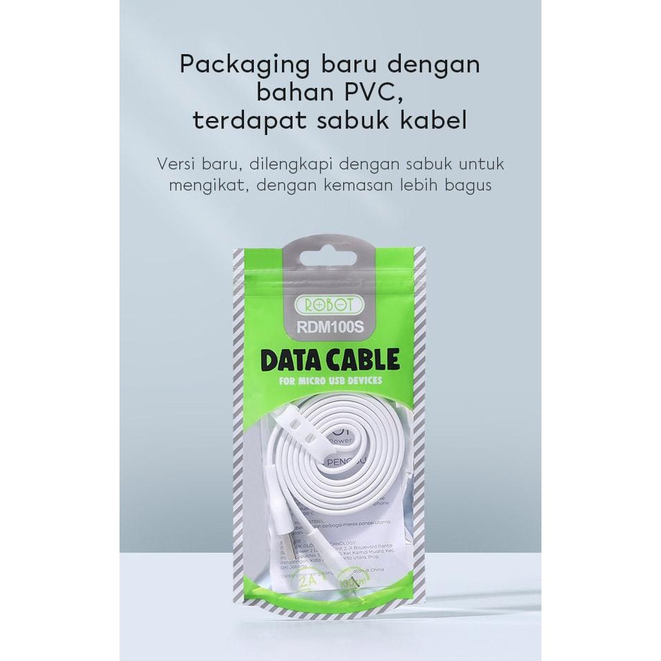 Robot 1M RDM100S Data Cable Micro USB 2A Fast Charging Kabel Casan For Android