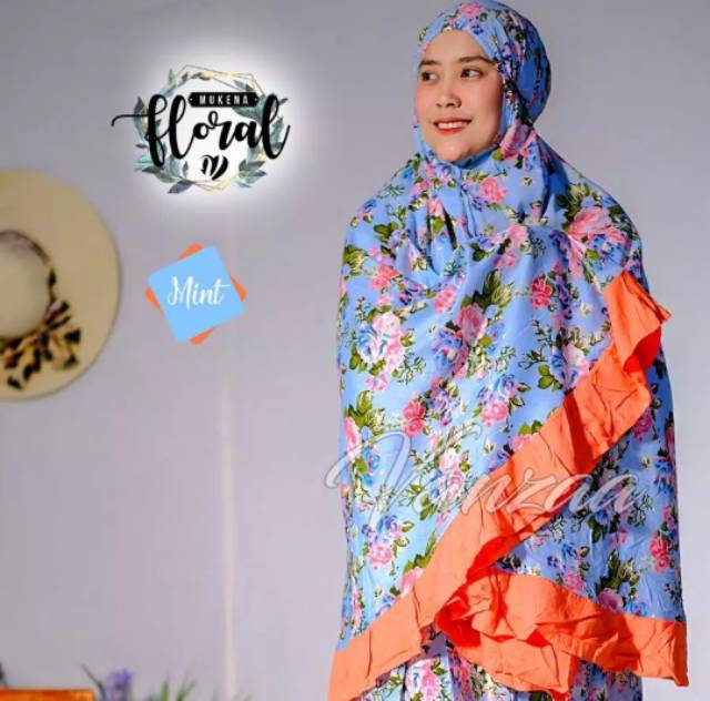 Mukena fLoraL originaL baLi (variasi warna mint fLoraL)