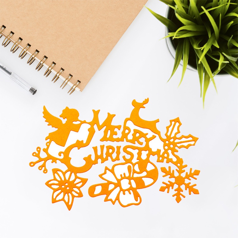 Cutting Dies Bahan Carbon Steel Desain Tulisan Merry Christmas Untuk Scrapbook