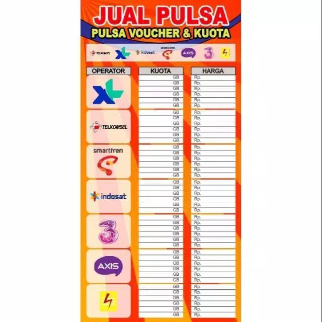 Spanduk Pulsa Voucher Kuota 60x160cm Bahan Flexy