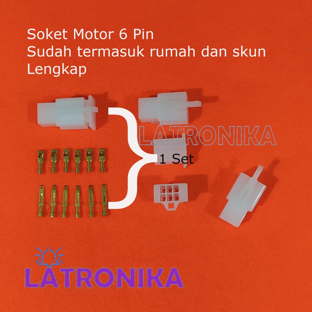 Soket Motor 6 Pin Kecil + Skun Lengkap Socket 6Pin Konektor Kabel 6P