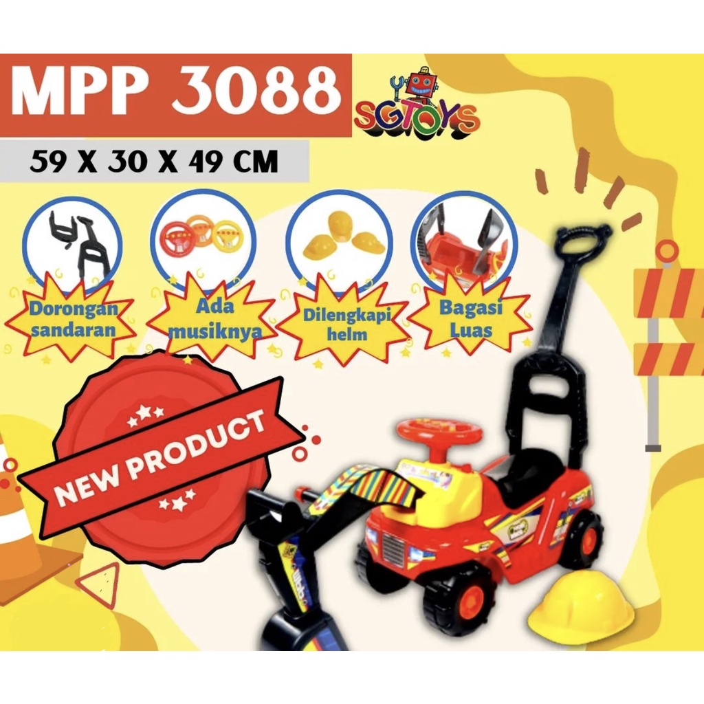 Mobil Anak Bisa Dinaiki Truk Excavator Beko Mainan Mobil Dorong Anak SG TOYS MPS 770 dan MPP 3088