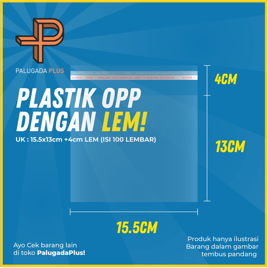 

Plastik OPP LEM Uk 15.5x13cm+ 4cm(LEM) 1pack/100pcs OPP roti, souvenir, aksesoris