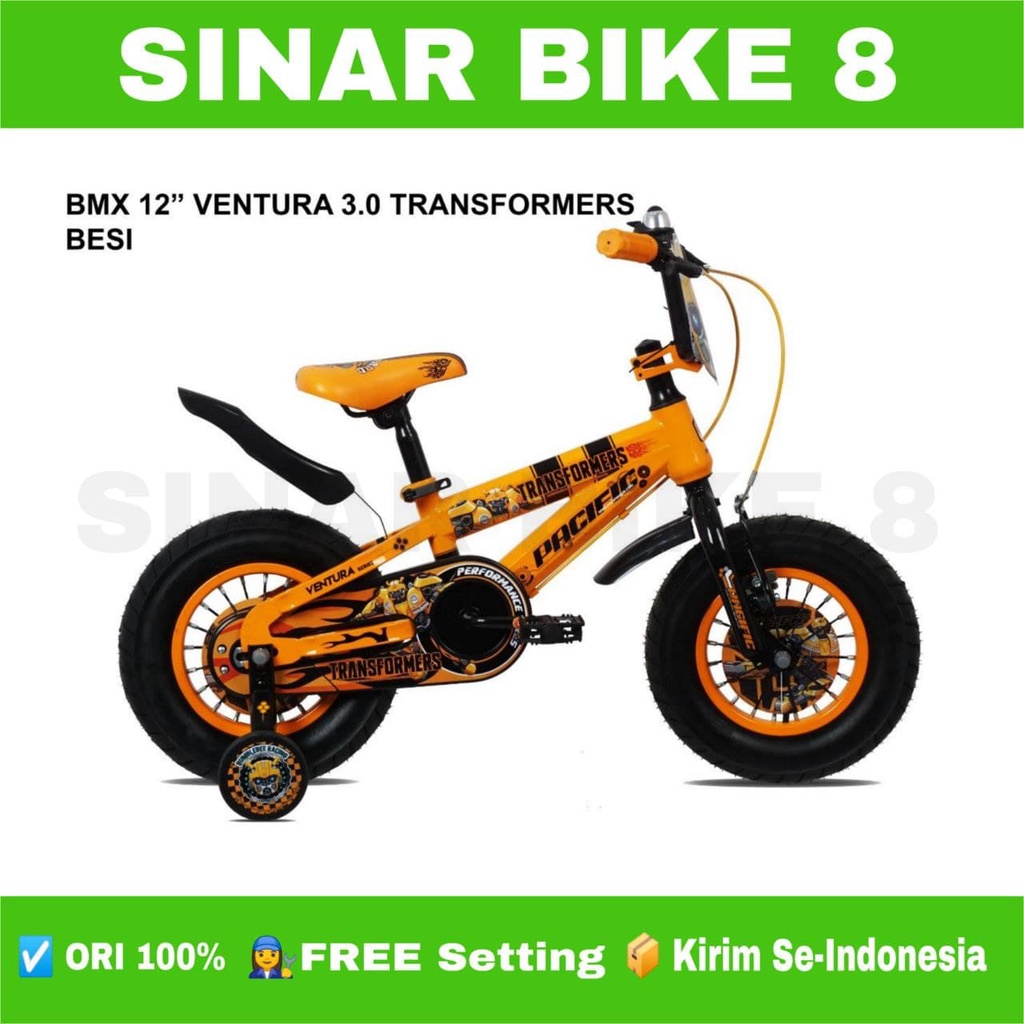 Sepeda Anak Bmx PACIFIC VENTURA 3.0 TRANSFORMERS Ukuran 12&quot; 16&quot; dan 18 Inch