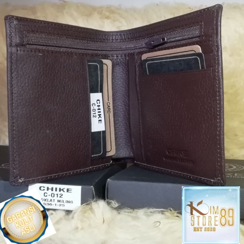 Dompet Pria Kulit Asli Berdiri - Coklat 012