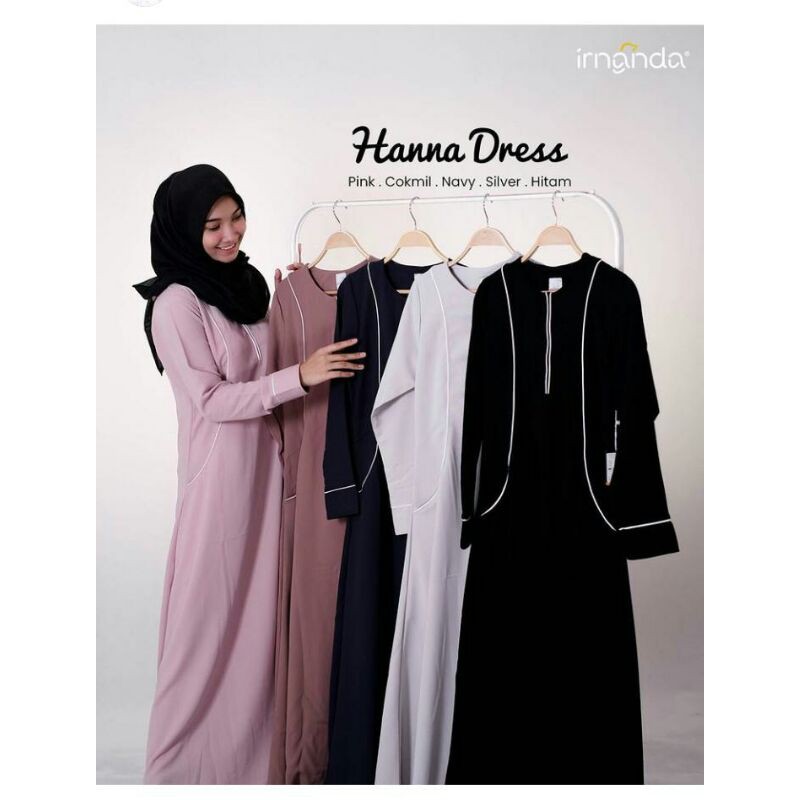 Hanna dress ori by Irnanda gamis syari polos wanita m l xl busui murah terbaru elegant original cewe