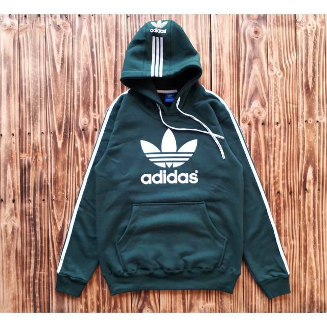 JAKET HODDIE ADIDAS CLASSIC 3 STRIP GREEN FORCE