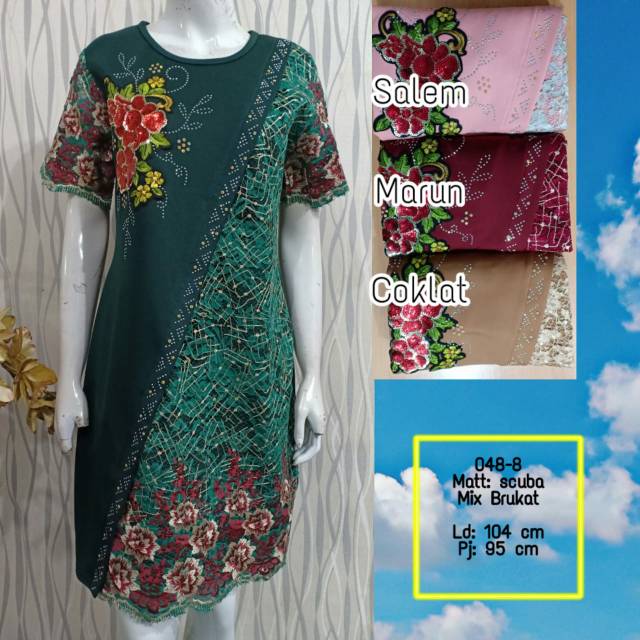 Dress scuba mix brokat