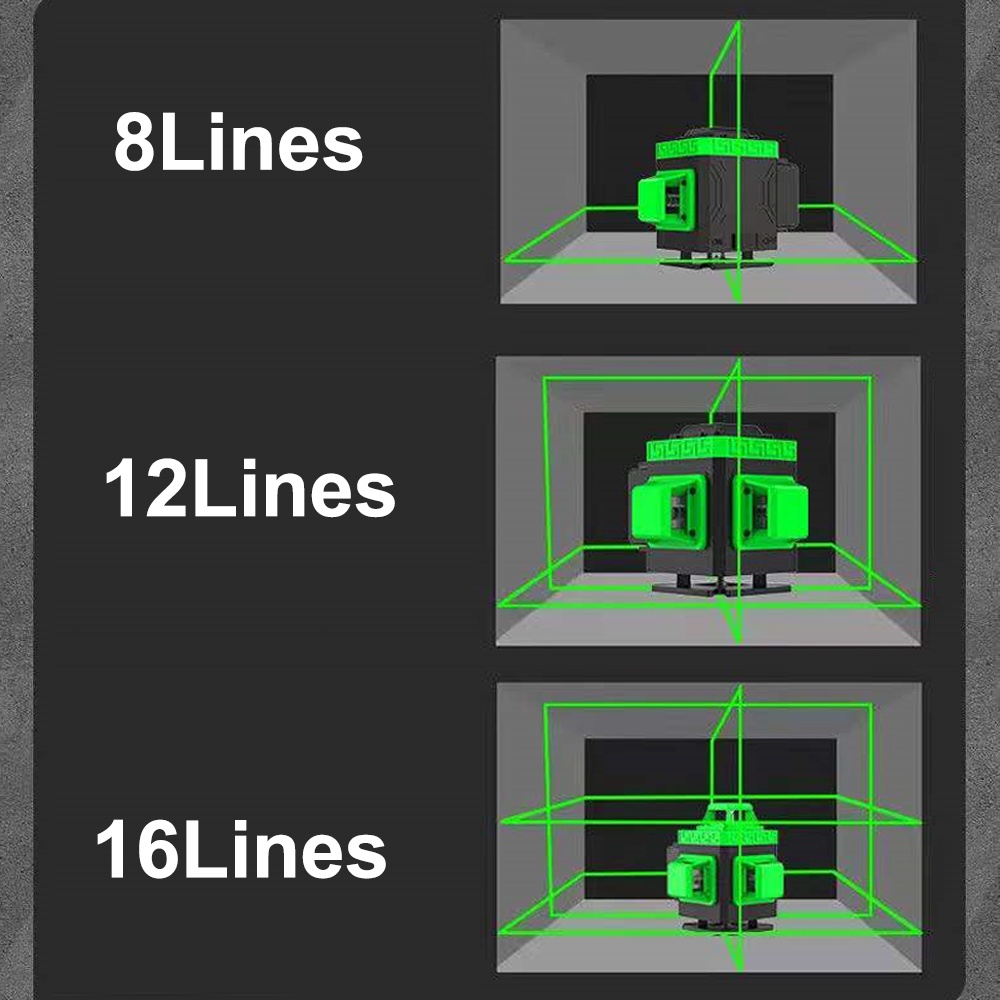 LASER LEVEL 12 Line 16Line  3D 4D Laser Tingkat Self-leveling 360 Horisontal Vertikal Rotary Laser