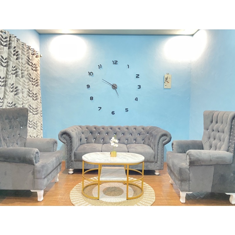 Sofa chesterfield set wingchair sofa (free meja)