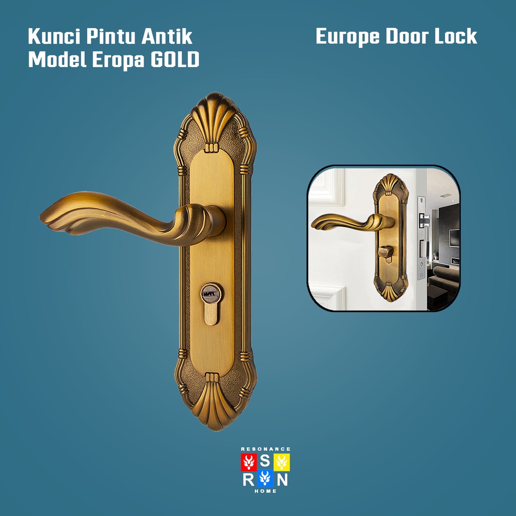 Full Set Gagang Kunci Pintu Rumah Gaya Eropa Modern / Door Handle Premium Resonance Home