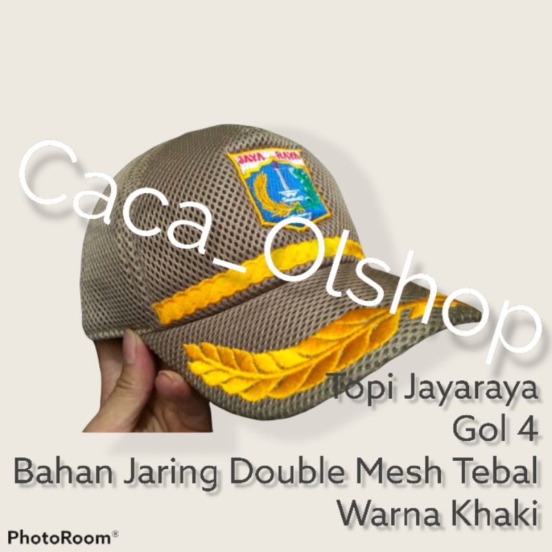 Topi PNS DKI Jayaraya khaki bahan jaring dobel mess