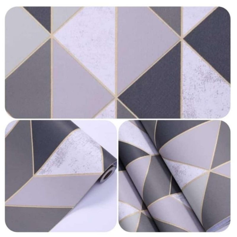 wallpaper sticker dinding murah kode 1595 segitiga hitam