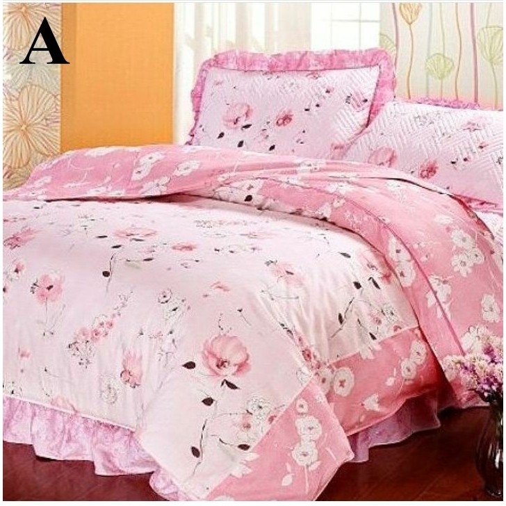 Bed Cover Cotton Quilt Set / Alas Tempat Tidur Bed Cover Motif Bunga