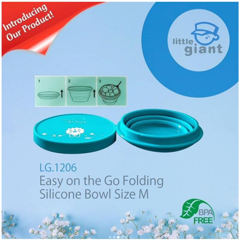 Little Giant LG 1206 Easy On The Go Folding Silicone Bowl Size M Mangkok Makan Bayi