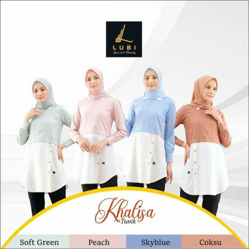 KHALISA LUBI TUNIK TERBARU ATASAN WANITA DEWASA TUNIK POLOS DUA WARNA CANTIK KEMEJA DEWASA LUBI