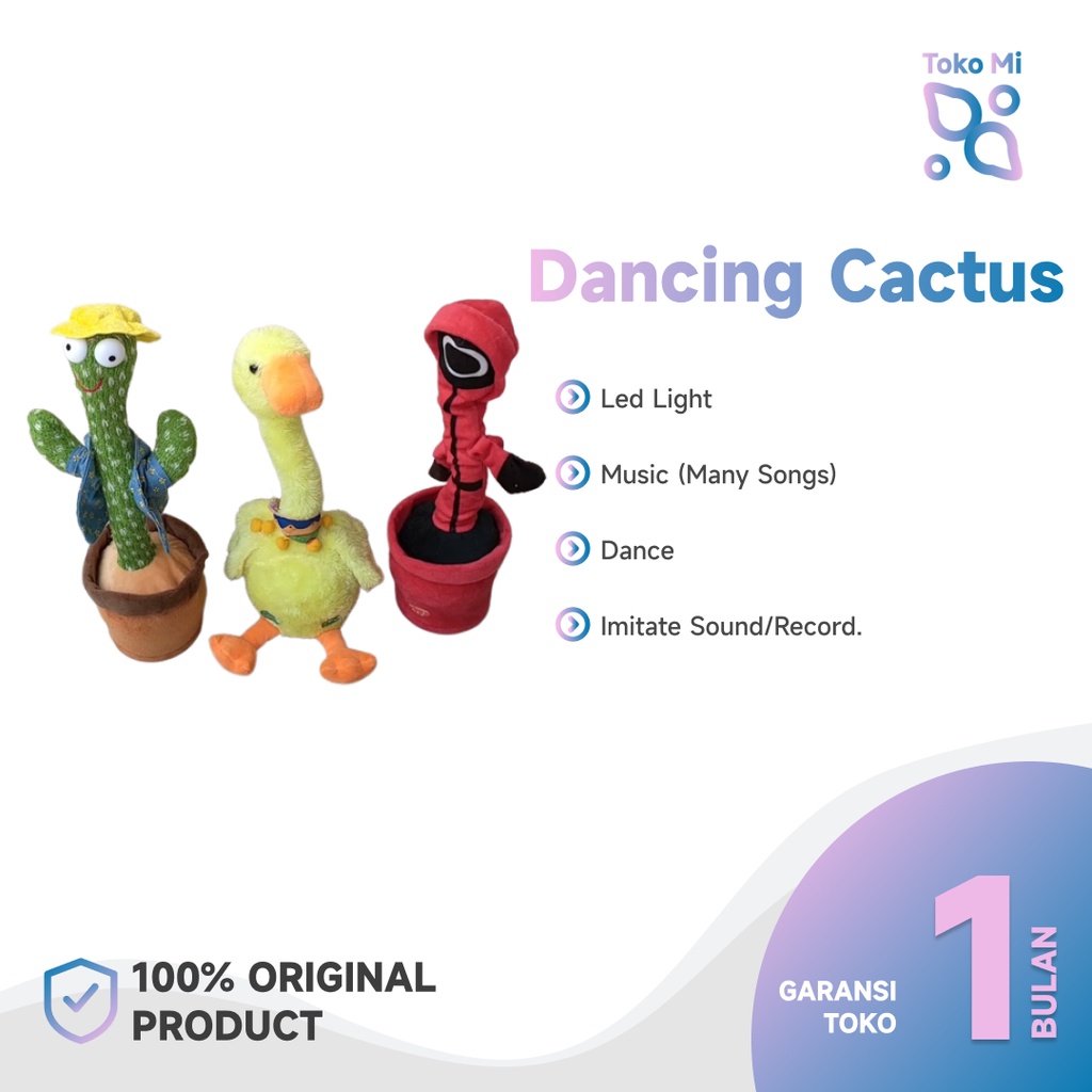 Dancing Cactus Mainan Anak Boneka Kaktus Goyang USB Charge