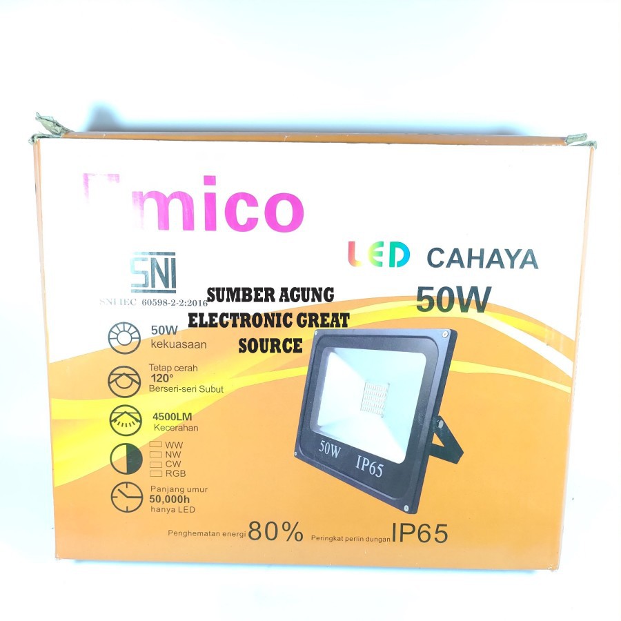 Kap Sorot LED Emico 50W IP65 Jumbo Besar 4500LM Awet Sangat Terang