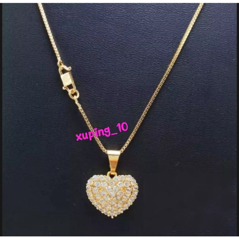 Kalung Itali Free Liontin Bandul Love Lapis Emas Anti Karat Asli Xuping
