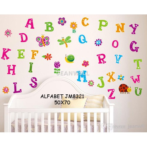 Evanurita Wall Sticker Belajar Anak TK SD Huruf alfabet Belajar Membaca Anak jm8321 L