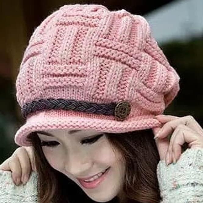 6D4A TOPI KUPLUK RAJUT WANITA / TOPI WINTER / TOPI IMPORT BEST SELLER - PUTIH 1KZ2