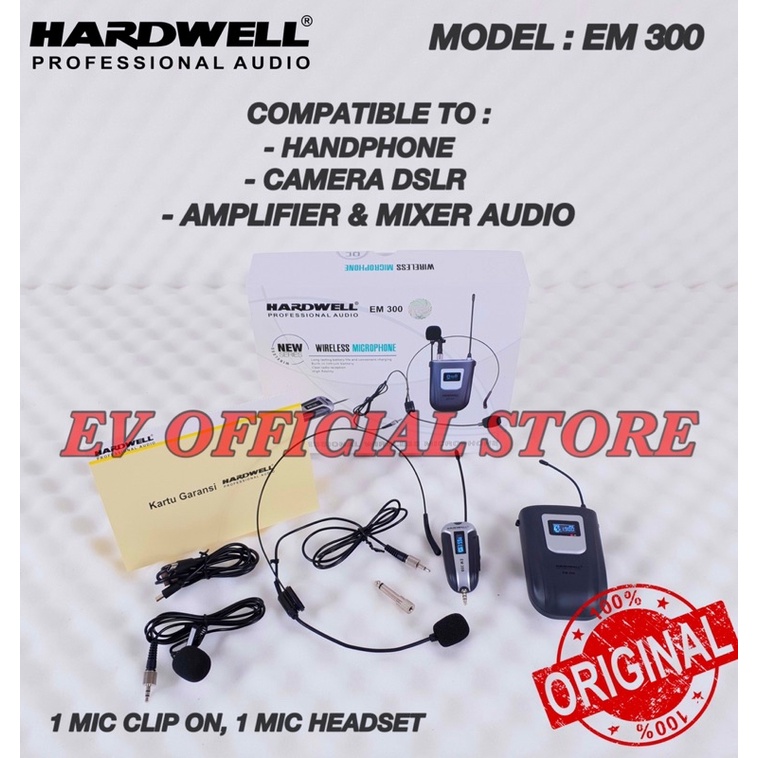 Mic Wireless Clip On Headset / Mic Senam / Mic MC Hardwell EM 300 Original