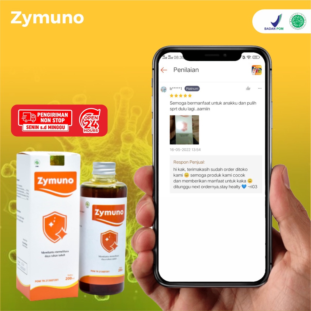 Zymuno Paket 3 Botol - Vitamin Herbal Tingkatkan Daya Tahan Tubuh Bantu Proses Penyembuhan Kanker Jaga Imun Kesehatan Tubuh Cegah Flu Demam Batuk Masalah Pencernaan Bantu Percepat Penyembuhan Penyakit