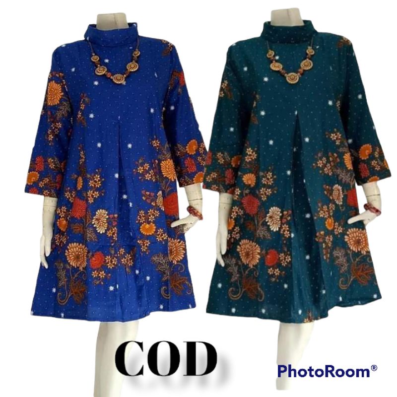 Batik Tunik Atasan Batik Dress Batik Wanita Modern Jumbo Terbaru Kekinian 2022 Tunik Batik
