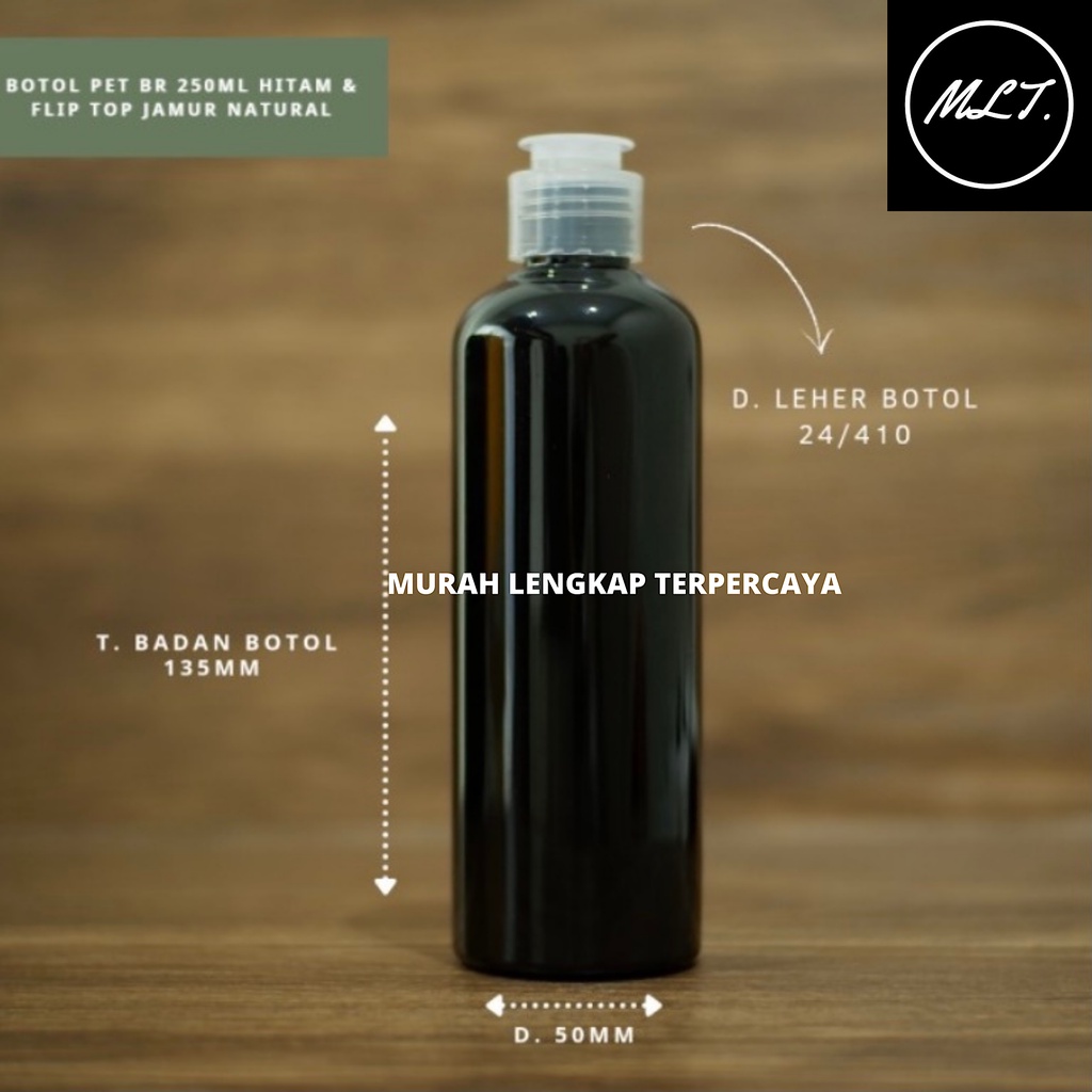 BOTOL FLIP TOP 250ML HITAM FLIPTOP JAMUR / BOTOL 250ML FLIPTOP JAMUR