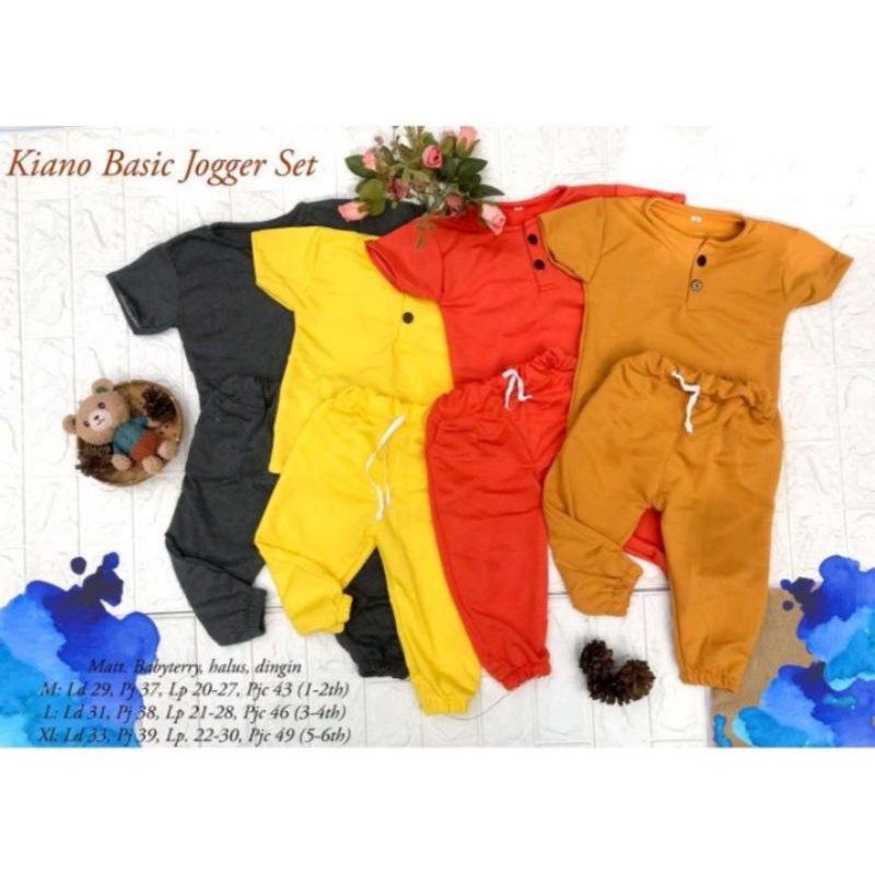 Set setelan anak kiano panjang usia 1-5 tahun baju anak setelan joger kiano