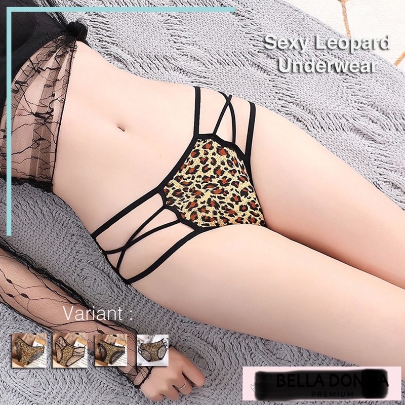 Celana Dalam Wanita Sexy Motif Leopard Sexy G String Transparan Brukat