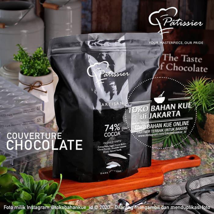 

Patissier Chocolate 74% DARK Couverture 2,5kg SAK Cokelat Coin Coklat BERKUALITAS