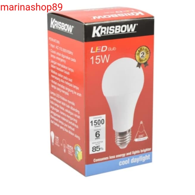 krisbow bohlam led 15 watt_lampu led 15 watt cool daylight putih