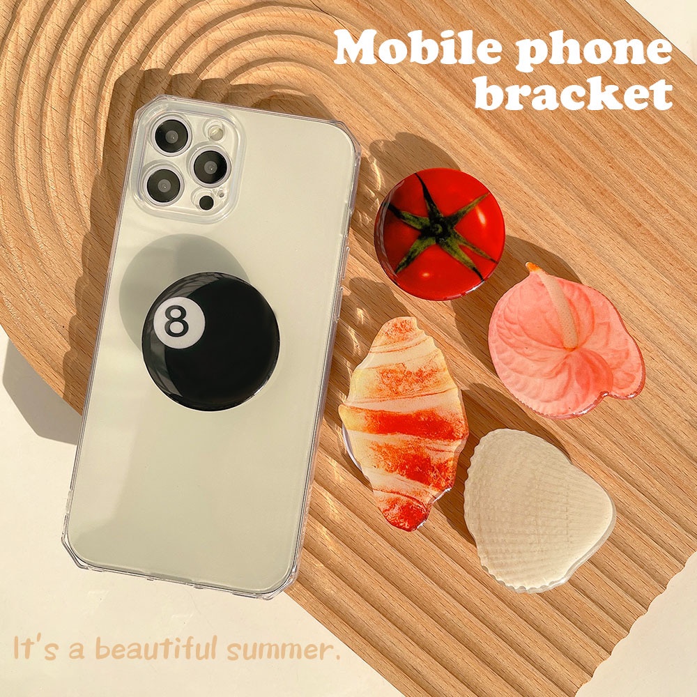 Bracket Grip Universal Desain Bunga Tomat Roti Untuk iPhone Huawei Oppo Xiaomi