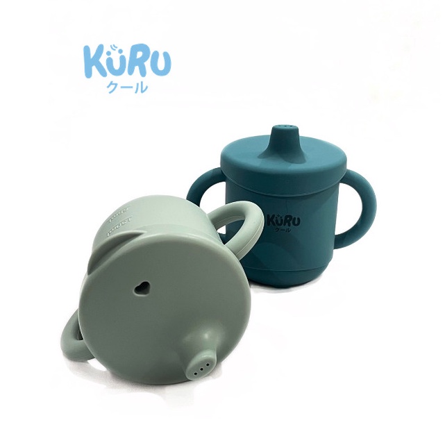 Kuru Baby Silicone Sippy Cup Set | Gelas Silicone Bayi + Straw Sedotan SC20