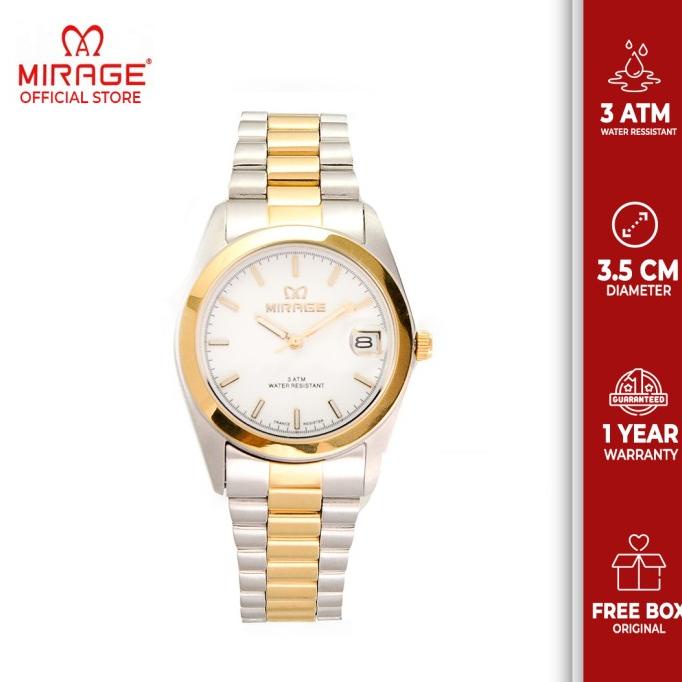 Jam Tangan Mirage Original TS195M Kombinasi Silver Gold pp Termurah