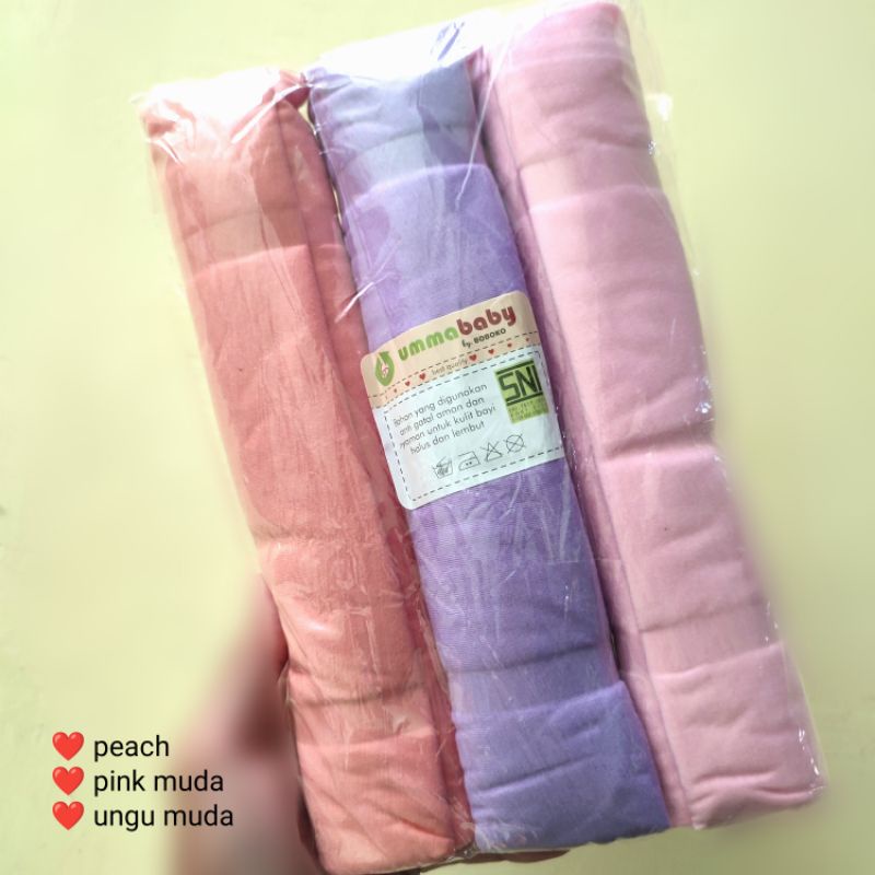 3pcs Bedong Bayi Polos SNI 110*90 Lembut Halus Selimut Bayi Alas Bayi Murah