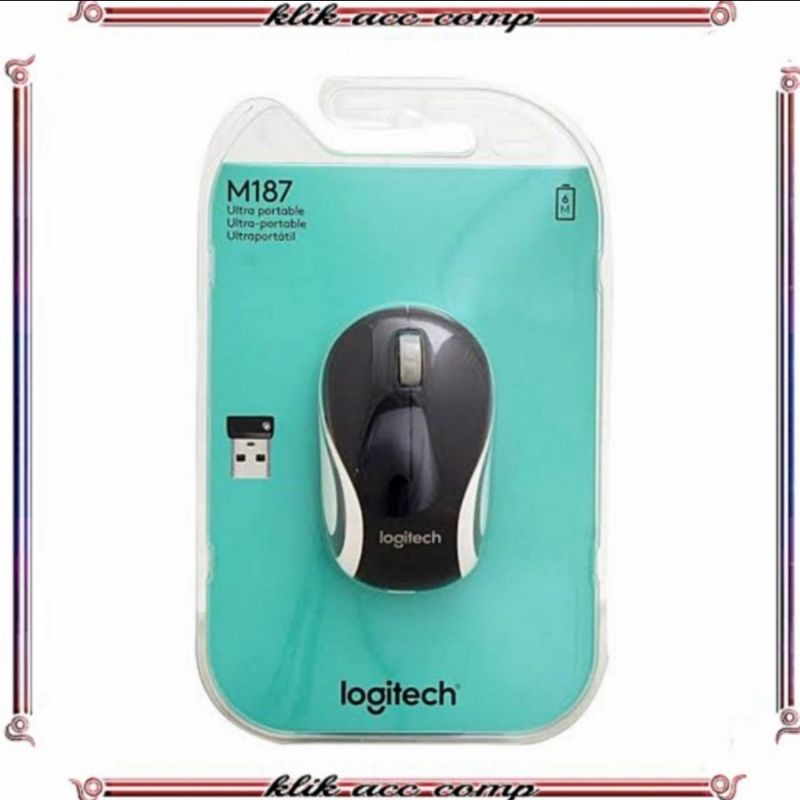 Logitech Mouse Wireless M187 Hitam - Wireless Mouse m 187 Black