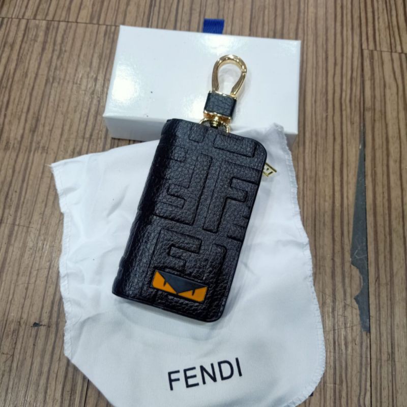 Gantungan Kunci Mobil &amp; Motor Fendi Leather Embos Import