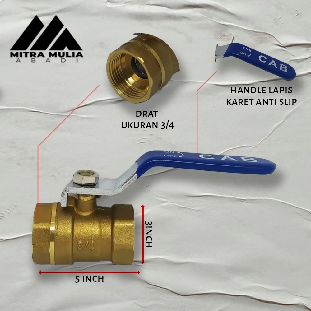 Ball Valve Kuningan ukuran 3/4 inchi - stop Kran Keran