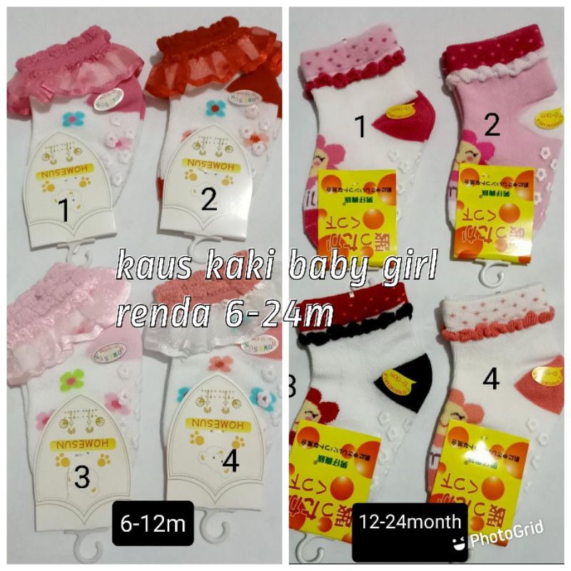 kaus kaki renda baby girl 6-24m