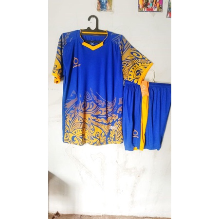 Stelan baju bola dewasa biru kuning