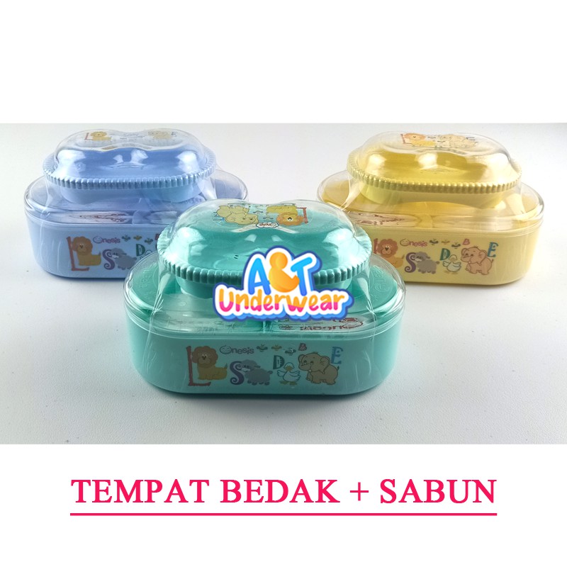 AT207-Onesis Tempat Bedak dan sabun bayi/tempat bedak tabur bayi double