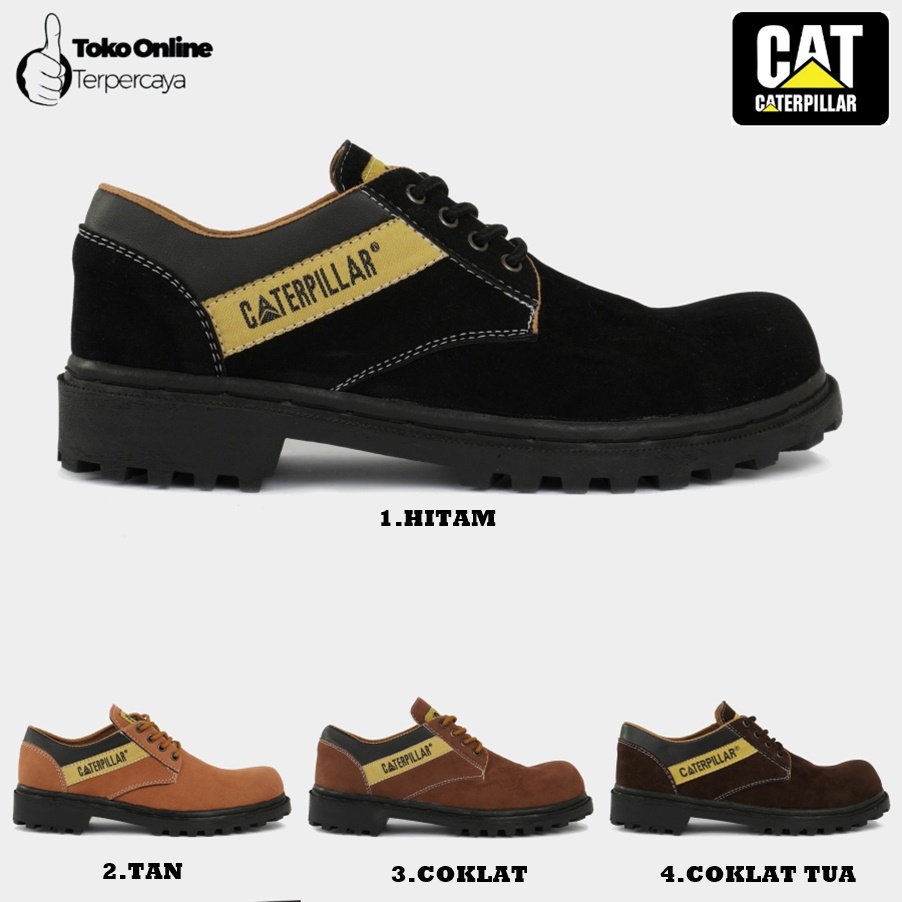 SEPATU BOOTS PRIA SAFETY UJUNG BESI CATERPILLAR SBY PENDEK KERJA LAPANGAN PROYEK GUNUNG HIKING SEFTY