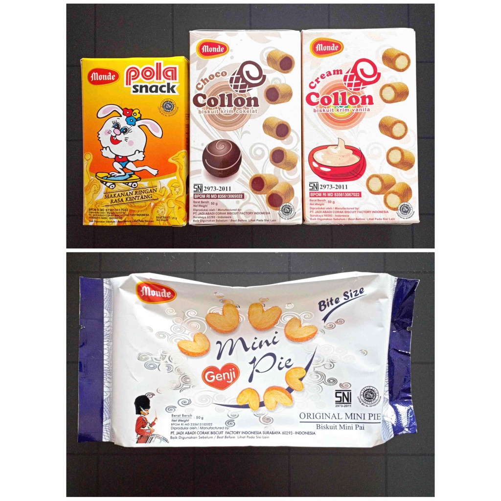 Monde Serena Genji Mini Pie Pola Snack Collon Butter Waffle Cream Choco Bite Size Original Biskuit Kentang Krim Vanila Coklat Cokelat Cemilan Camilan Makanan Ringan Anak