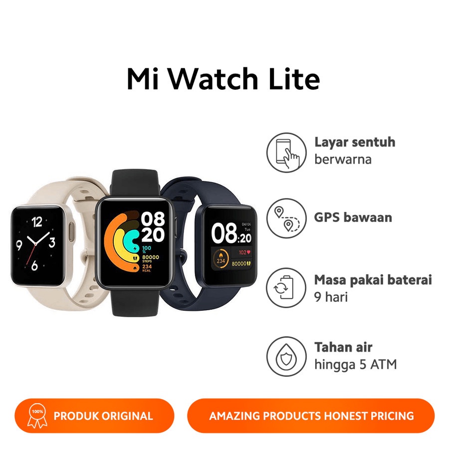 Mi Watch Lite Fitness Smartwatch 11 Mode Olahraga - Navy blue