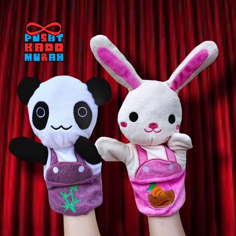 Boneka Tangan / Hand Puppet Karakter Panda dan Kelinci - Pusat Kado Murah