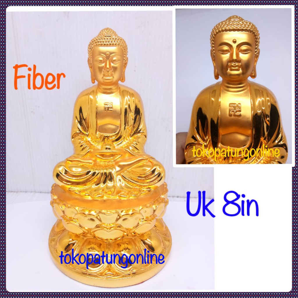 Patung Buddha Mahayana Fiber Krum Emas T08